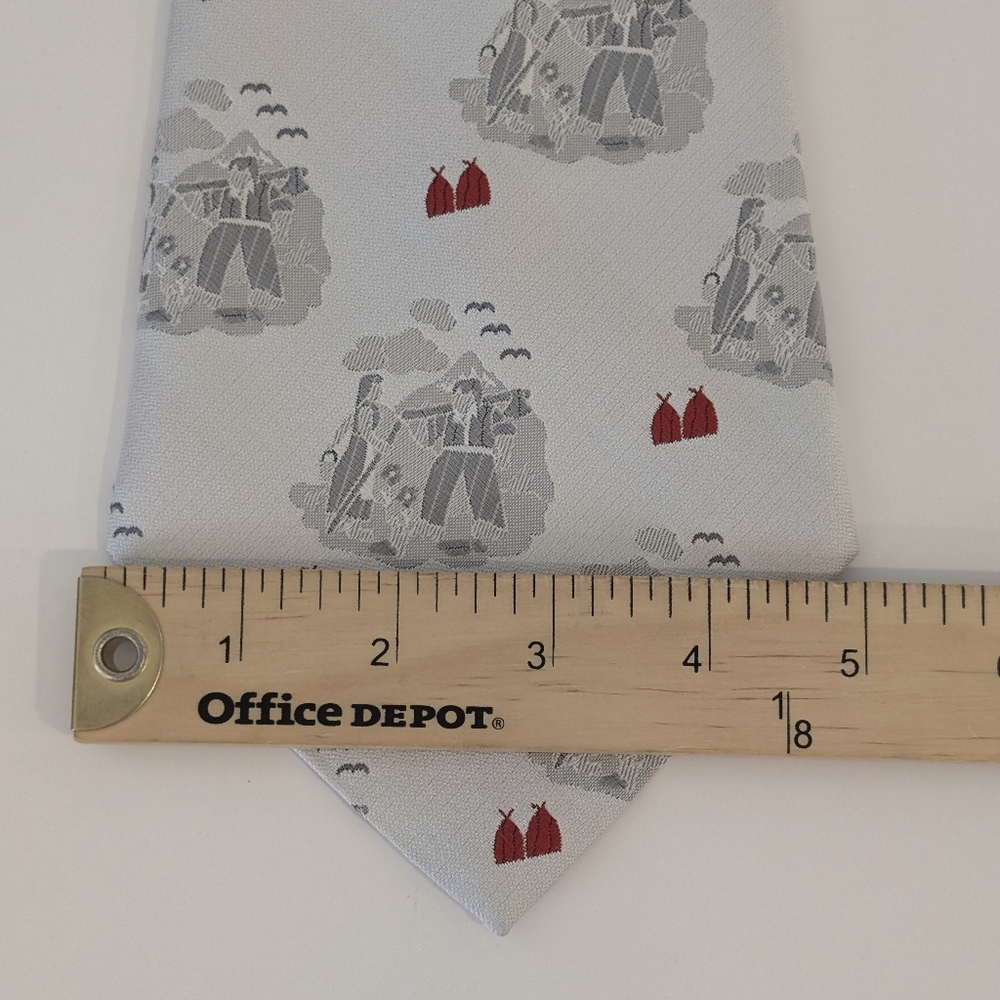 RARE Vintage Hardy Amies Tie Mens Gray Red Wheat Farming Pattern Silk Old Money - Picture 3 of 11